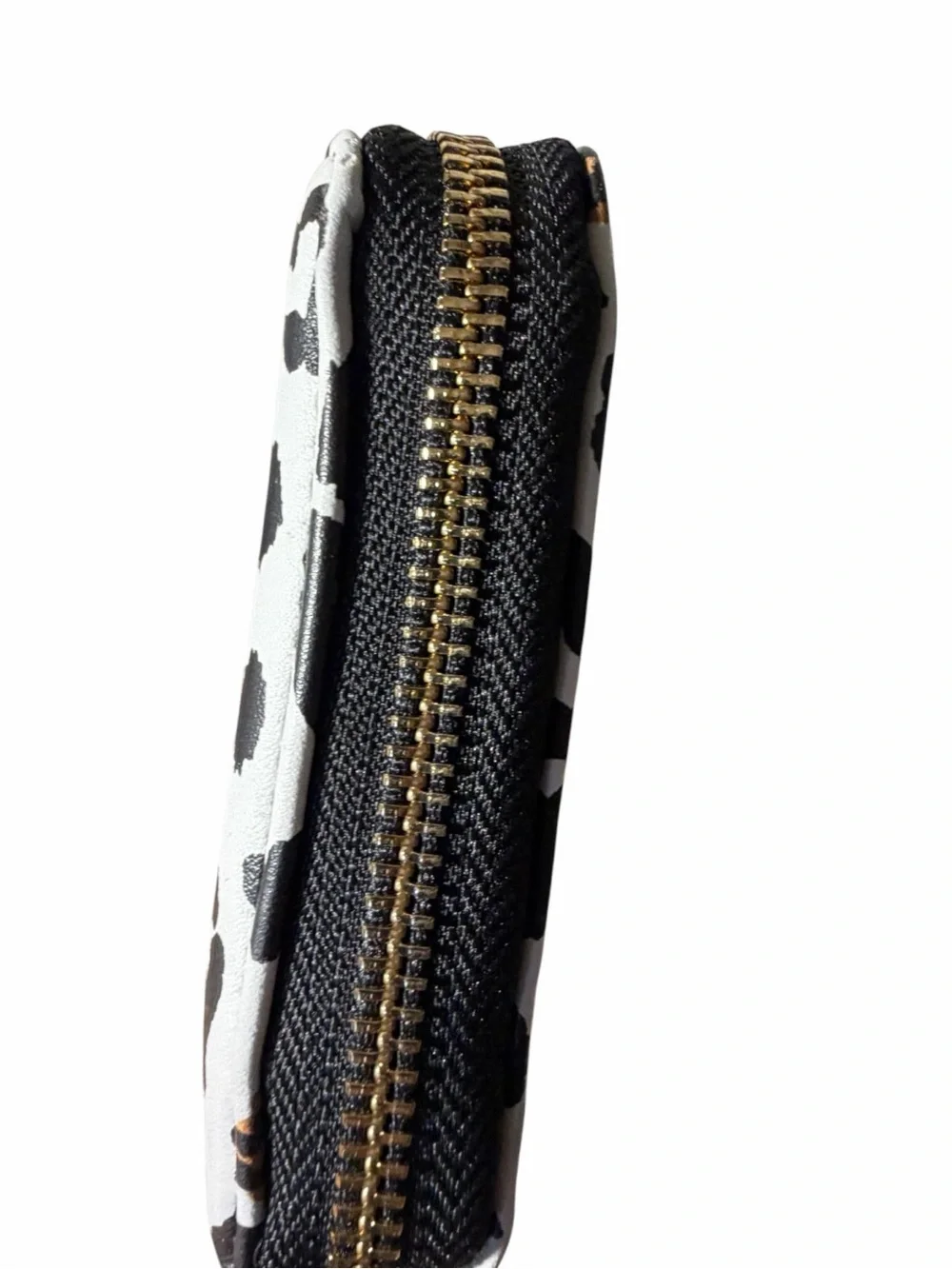 Betsey Johnson White Heart Leopard Print Wristlet with Black Strap